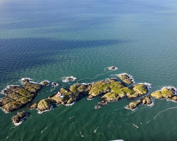 The remote Skerries islet off Anglesey, home to a lighthouse, historic buildings and fragile archaeological earthworks. The Skerries is managed by the RSPB for its bird populations during the summer months.